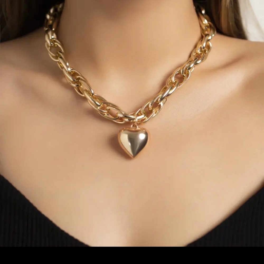 Women's Simple Hip Hop Heart Chain Necklace